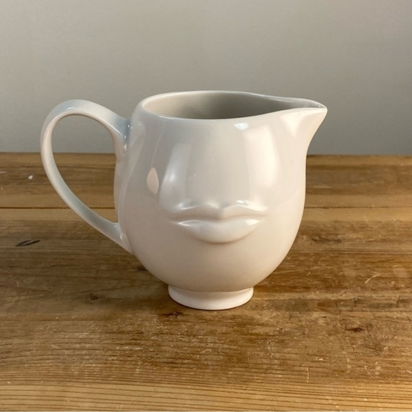 Jonathan Adler Mr. Mrs. Muse Creamer Mug Mustache Lips White Porcelain - Picture 2 of 6